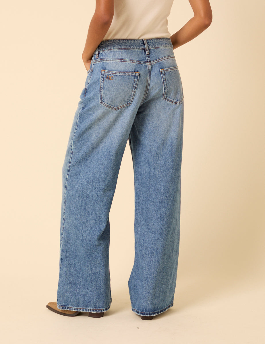 Light Blue Low Rise Wide Leg Jeans