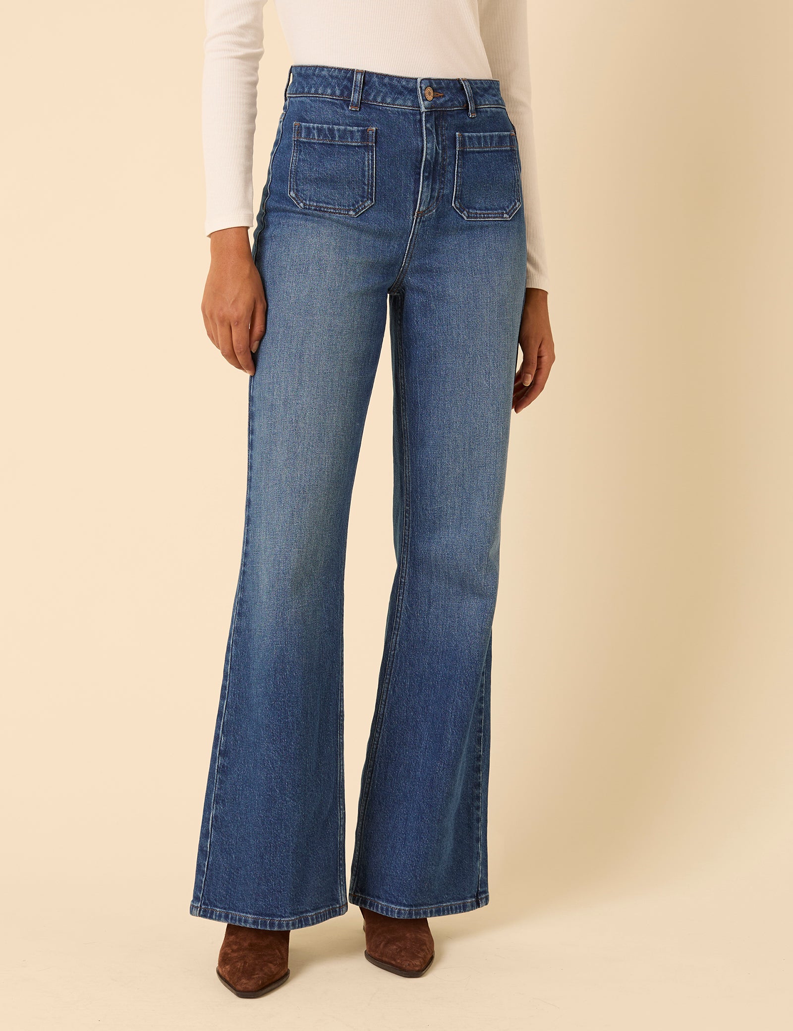 Blue High Rise Highbury Flare Jeans
