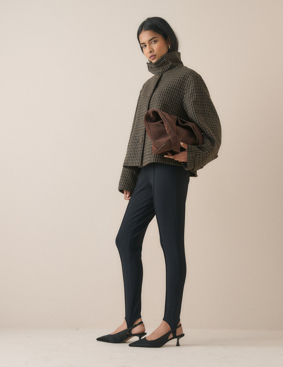 Black Ribbed Jersey Stirrup Legging