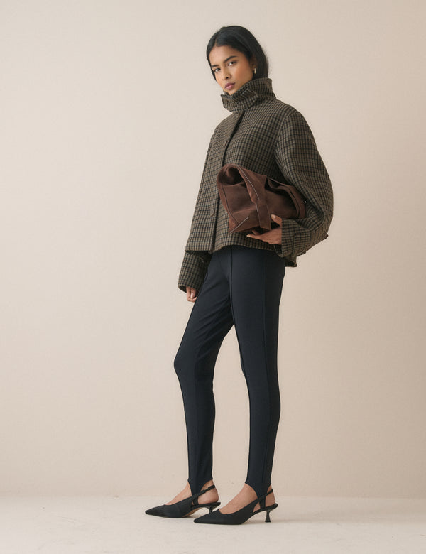 Black Ribbed Jersey Stirrup Legging