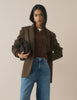 Brown V-Neck Ribbed Trim Jumper