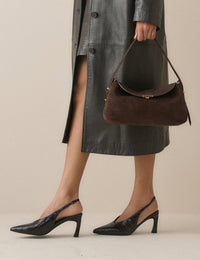 Chocolate Brown Suede Foldover Bag