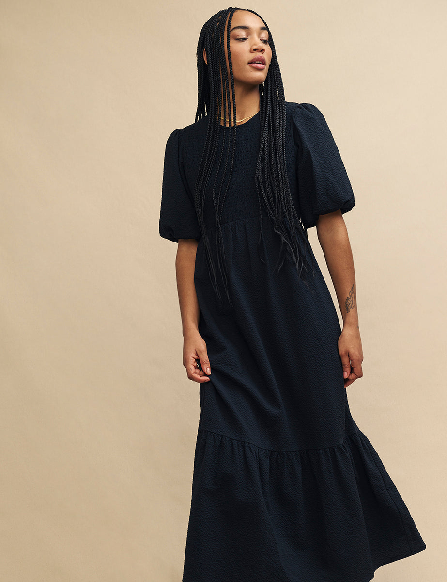 Black Smock Kelsie Midi Dress