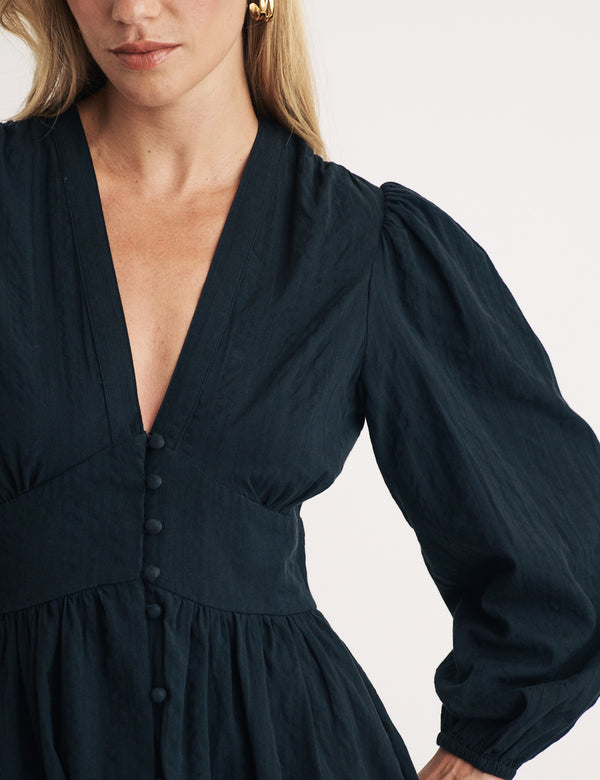 Black Long Sleeve Starlight Mini Dress