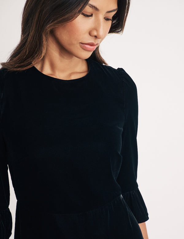 Black Velvet Fleur Mini Dress