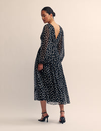 Black Polka Dot Anya Midi Dress