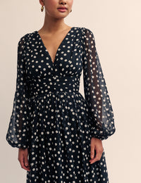 Black Polka Dot Anya Midi Dress