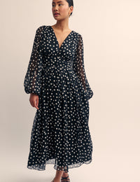 Black Polka Dot Anya Midi Dress