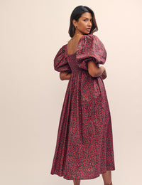 Red Rose Print Nova Midi Smock Dress