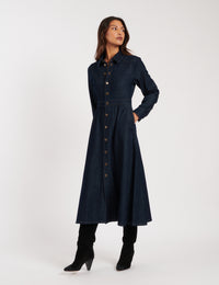 Dark Wash Denim Graceland Midi Shirt Dress