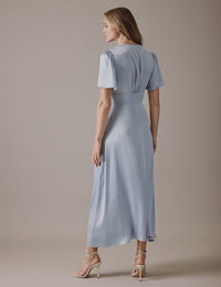 Pale Blue V Neck Midi Erin Dress