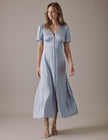 Pale Blue V-Neck Midi Erin Dress