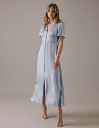 Pale Blue V Neck Midi Erin Dress