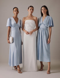 Pale Blue V Neck Midi Erin Dress