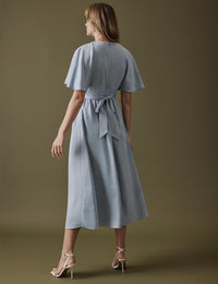 Soft Blue V Neck Midi Lorelai Dress