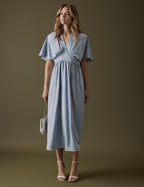 Soft Blue V-Neck Midi Lorelai Dress