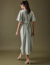 Soft Green V Neck Midi Lorelai Dress