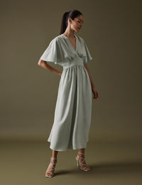 Soft Green V Neck Midi Lorelai Dress