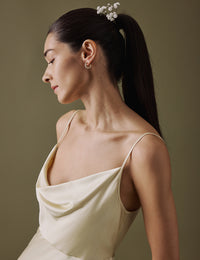 Butter Yellow Cowl Neck Midi Trixie Dress