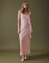 Soft Pink Asymmetric Neckline Midi Gardenia Dress