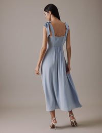 Soft Blue Square Neckline Midi Tamar Dress
