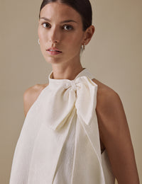 Ivory Halter Neck Mini Bodry Bridal Dress