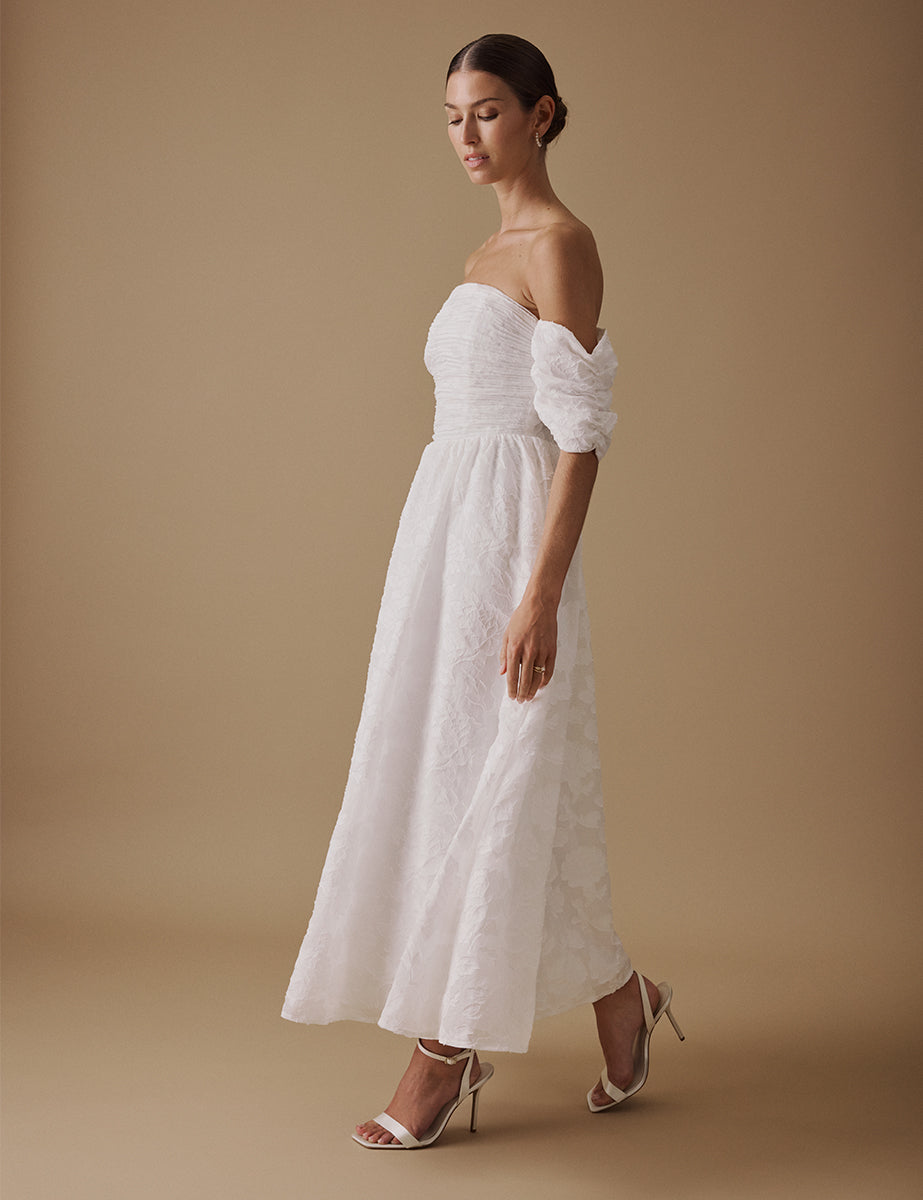 Wedding Party Plain Satin Midi-length Bride Dresses With Pockets