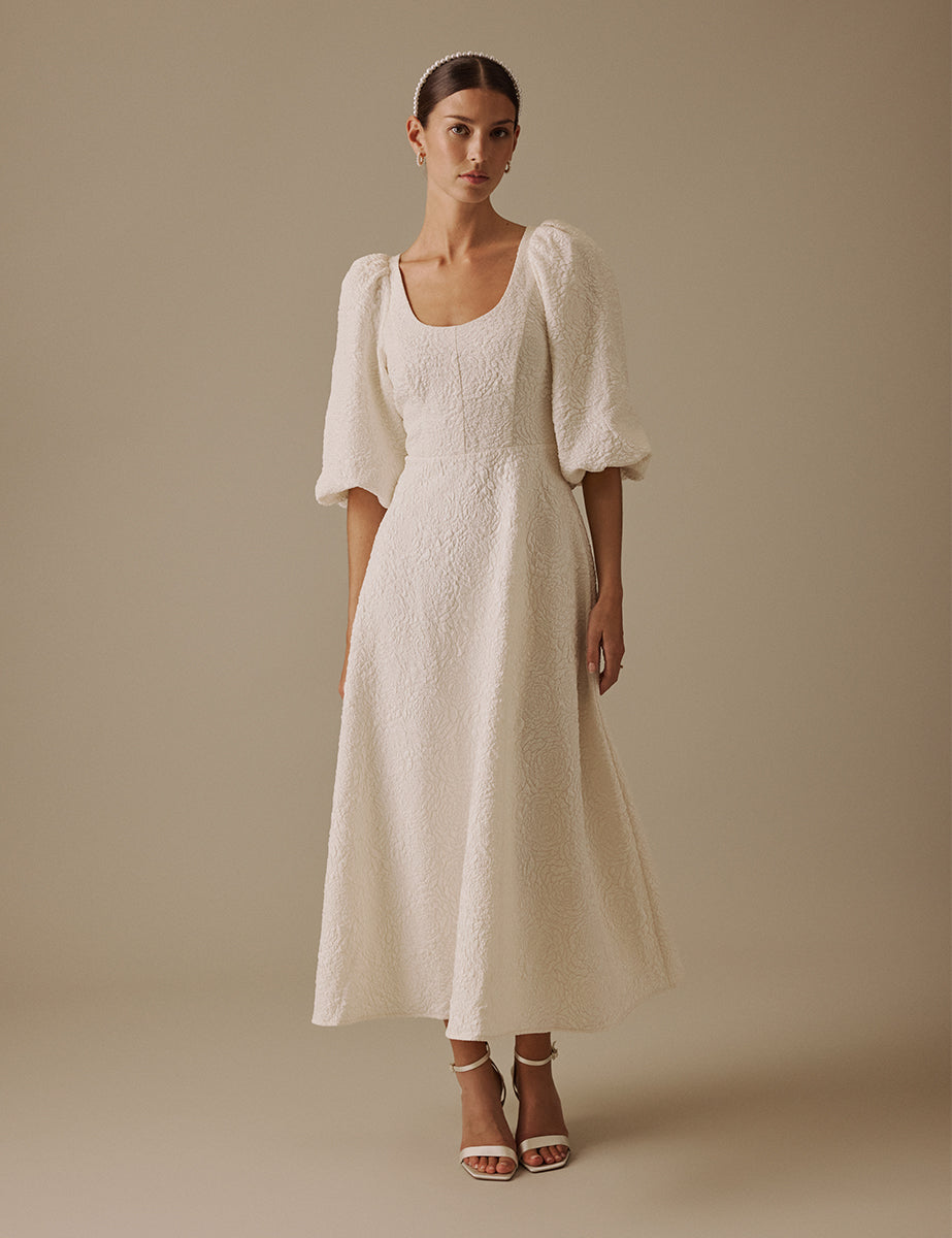 Midi Dress Ivory Elle Satin Midi Dress Ivory Midi Dress Ivory Elle Satin Midi Dress Ivory