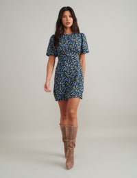 Blue and Yellow Ditsy Floral Benita Mini Dress