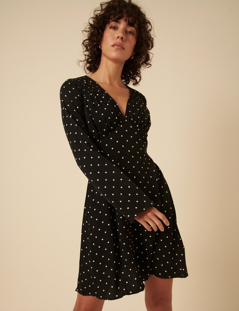 Black Polka Dot Lydia Mini Dress Black Polka Dot Lydia Mini Dress