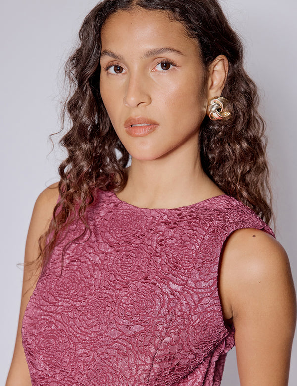 Pink Jacquard Dion Mini Shift Dress