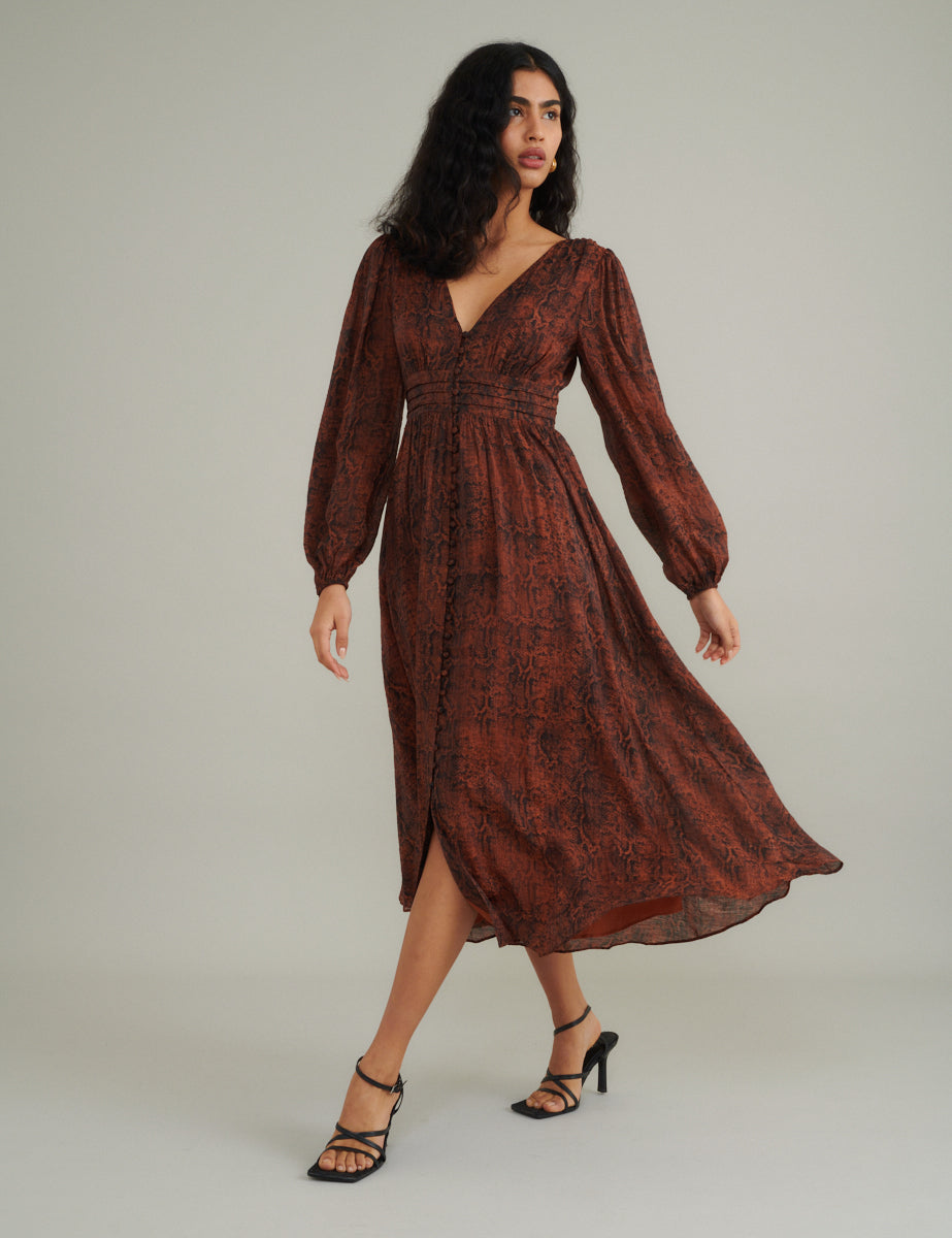 Snake Print Aine Midi Dress Snake Print Aine Midi Dress