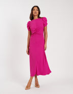 Pink Ruched Naomi Midi Dress