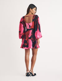 Pink Watercolour Floral Loredana Mini Dress