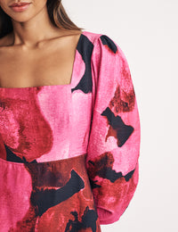 Pink Watercolour Floral Loredana Mini Dress