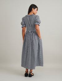 Black Gingham Flossie Midi Dress
