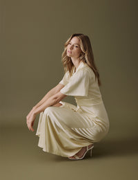 Butter Yellow V Neck Midaxi Erin Dress