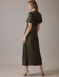 Olive V Neck Midi Erin Dress