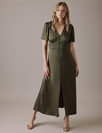 Olive V Neck Midi Erin Dress