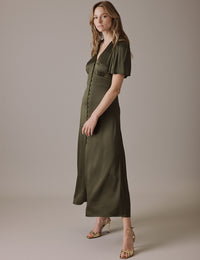Olive V Neck Midi Erin Dress
