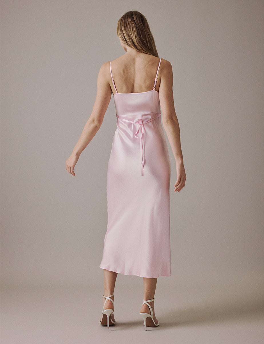 Soft Pink Cowl Neck Midi Trixie Dress Soft Pink Cowl Neck Midi Trixie Dress