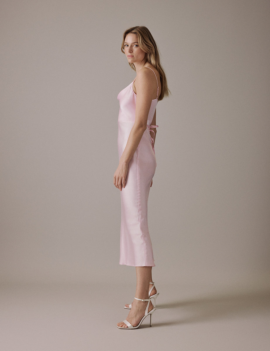 Soft Pink Cowl Neck Midi Trixie Dress Soft Pink Cowl Neck Midi Trixie Dress