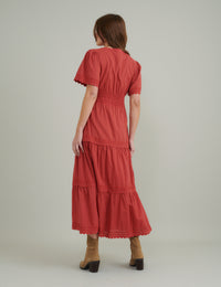 Red Tiered Zara Midi Dress