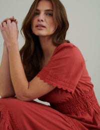 Red Tiered Zara Midi Dress