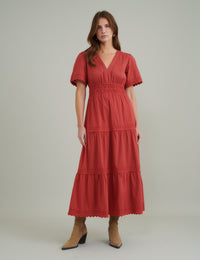 Red Tiered Zara Midi Dress