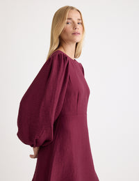 Burgundy Balloon Sleeve Zora Mini Dress