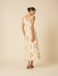 White Floral Hazel Midi Dress