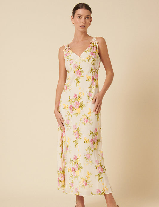 Image of White Floral Hazel Midi Dress