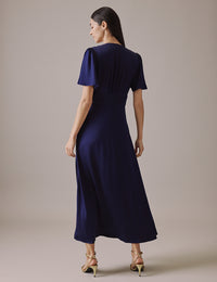 Navy V Neck Midaxi Erin Dress