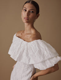 White Puff Sleeve Mini Blakeney Bridal Dress